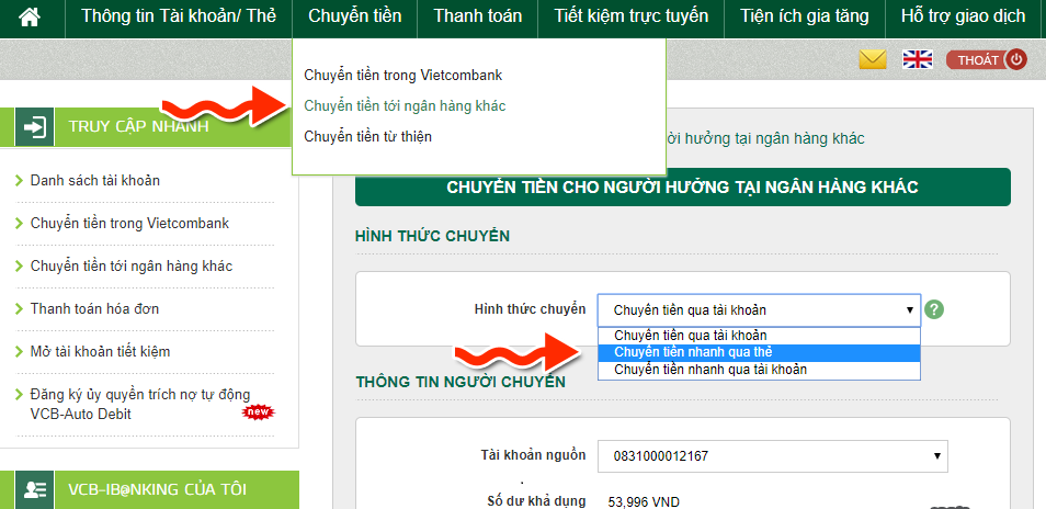 Chuyển tiền từ Vietcombank sang BIDV qua Internet Banking mất bao lâu?